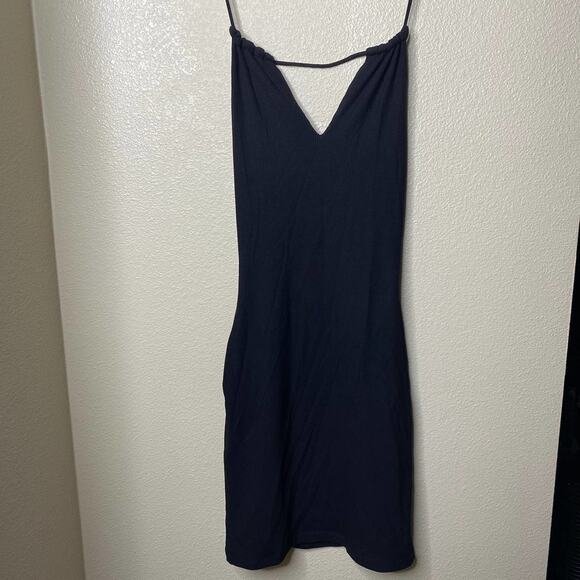 White Fox Halter Dress Backless V-Neck Black Bodycon Sleeveless Mini Dress Small - Picture 2 of 6